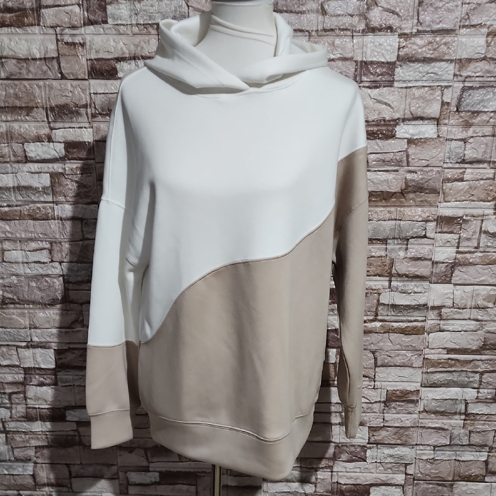 RBX Brand New Women’s Two-Tone Hooded Sweatshirt – Cream Beige & Tan